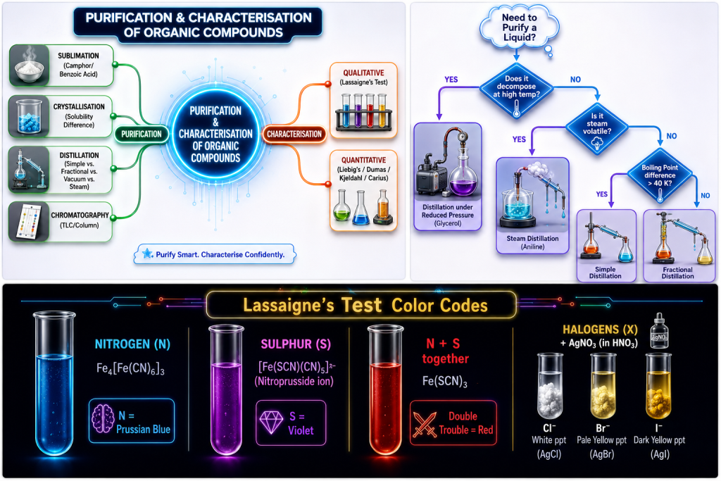 Crack JEE 2027:Purification and Characterisation of Organic Compounds Mind Map & Ultimate Cheat Sheet 6 Organic Compounds Mind Map